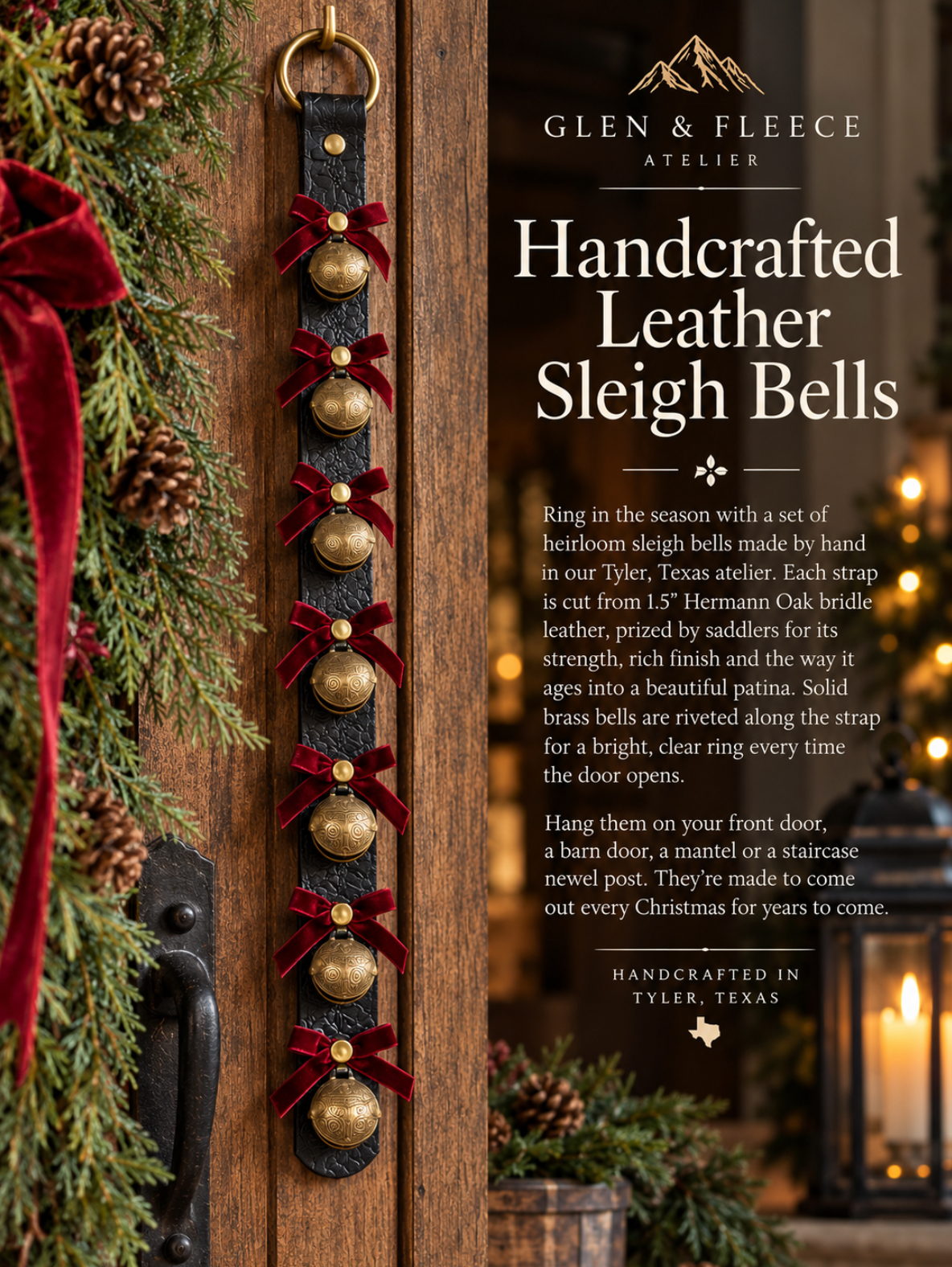 Sleigh Bells - 6 to 9 bells with Red Velvet Bows